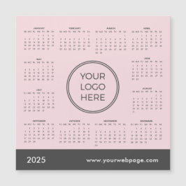 2025 Kalender Firmenlogo rosa Magnetkarte
