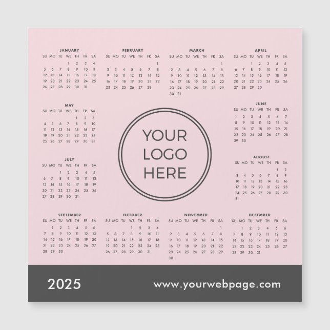 2025 Kalender Firmenlogo rosa Magnetkarte (Vorderseite)