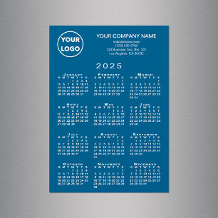 2025 Kalender Firmenlogo Text Blue Magnet Card