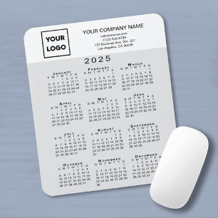2025 Kalender Firmenlogo Text leicht grau weiß Mousepad