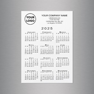 2025 Kalender Firmenlogo Text White Magnet Card