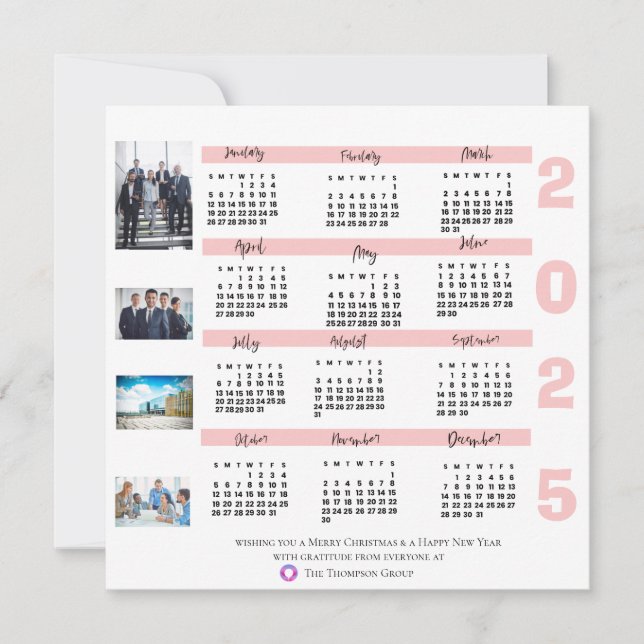 2025 Kalender Foto Weihnachten im Unternehmen Neuj Karte (Vorderseite)