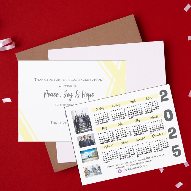 2025 Kalender Foto Weihnachten im Unternehmen Neuj Postkarte (2025 Calendar Photo Corporate Christmas New Year Postcard)
