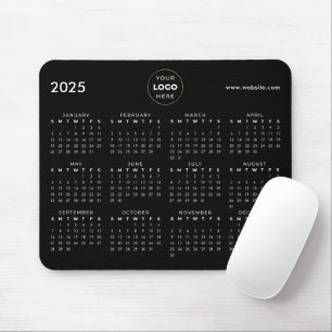 2025 Kalender Geschäft Logo Schwarz Mousepad