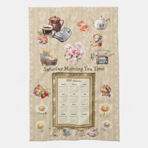2025 Kalender Handtuch Samstag Morgen Tea Time