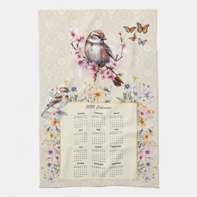 2025 Kalender Handtuchtrockner mit Wildblumen Geschirrtuch (Vertikal)