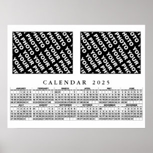 2025 Kalender Hinzufügen 2 Fotos Poster 24x18in