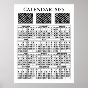 2025 Kalender Hinzufügen 3 Fotos Poster Weiß 18x24