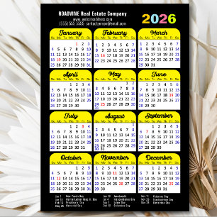 2025 Kalender Minimalistisch Black Corporate Magne Magnetkarte