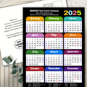 2025 Kalender Minimalistisch Schwarzes Unternehmen Feiertagspostkarte