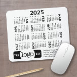 2025 Kalender mit Logo, Kontaktinformationen Weiß Mousepad<br><div class="desc">Fügen Sie ein Logo mit einem Kalender 2025 und Raum, um ein paar Zeilen Text hinzuzufügen. Der Kalender steht über Ihrem Firmenlogo. —Sie können die Farben im erweiterten Designbereich ändern. Ein lustiges Objekt für das neue Jahr, das Sie als Firmengeschenk verwenden können. Sie können die Farben im erweiterten Designbereich ändern....</div>