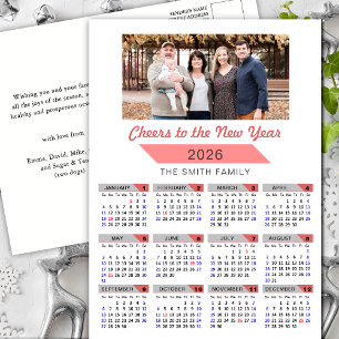 2025 Kalender Modern Pink Family Foto Minimalistis Feiertagspostkarte