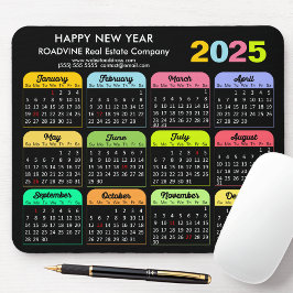 2025 Kalender Moderne Schwarze US-Ferien Unternehm Mousepad
