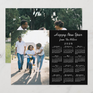2025 Kalender Modernes Schwarzes 2 Foto Glück Neue Feiertagskarte