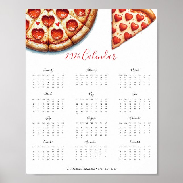 2025 Kalender Pizza Lover oder Kleinunternehmen Pr Poster (Vorne)