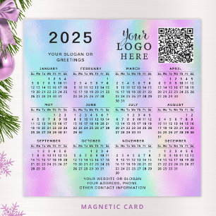 2025 Kalender QR Code Business Logo Farbige Ombre Magnetkarte