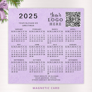 2025 Kalender QR-Code Geschäftslogo Lila Magnet
