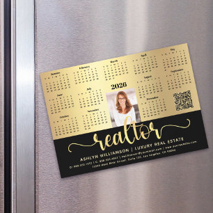 2025 Kalender Realtor Black Gold QR Code Magnet