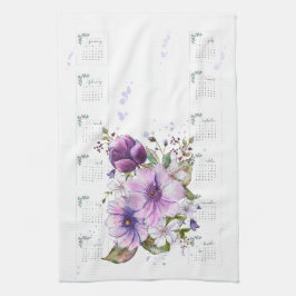 2025 Kalender, Schönes Aquarellfarben-Blumendesign Geschirrtuch