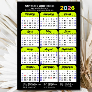 2025 Kalender US-Urlaub Green Corporate Magnetic Magnetkarte