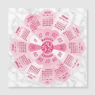 2025 Kalenderjahr Custom Boho Pink Blume Magnet