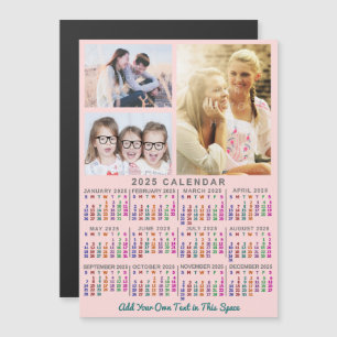 2025 Kalenderjahr farbenfroh rosa Angepasste 3 Fot Magneteinladung