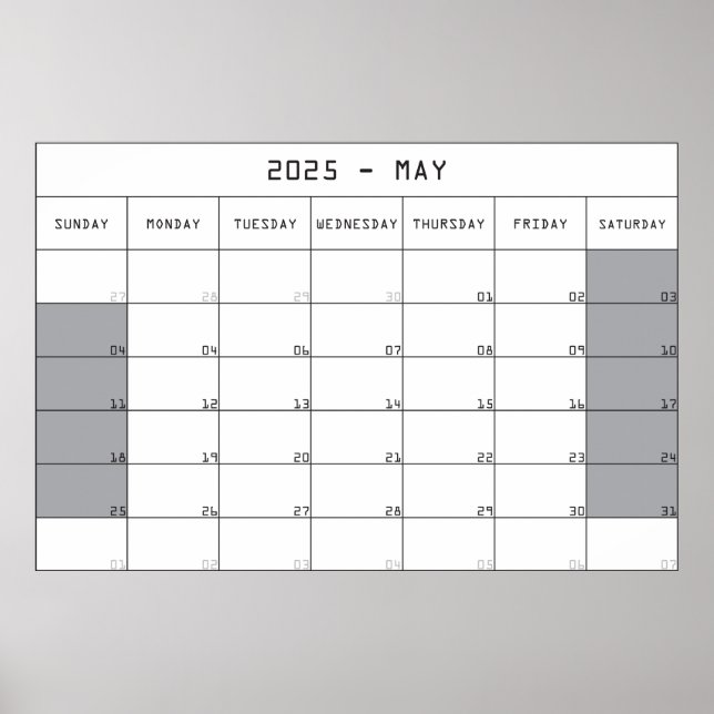 2025 kann planer Kalender große Notizen Raum Poster (Vorne)