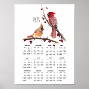 2025 Kardinalspaar Winterposter-Kalender Poster