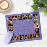 2025 Lavendel-Kalender mit mehreren Fotosammlungen Mousepad<br><div class="desc">🌟 2025 Lavender Lila Periwinkle Multiple Foto Collage Kalender Maus Pad mit einem einfachen, minimalistischen Jahr-für-Blick Kalender und 18 Ihrer Lieblings-Fotos. Alle Farben sind individuell einstellbar. Macht ein großartiges Geschenk für Großeltern, Eltern, Tanten, Onkel, Pateltern und mehr! Bitte kontaktieren Sie uns unter cedarandstring@gmail.com , wenn Sie Hilfe beim Design oder...</div>