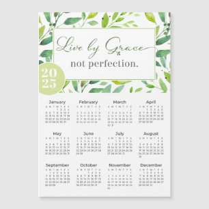 2025 Live by Grace Green Blätter Magnet Kalender