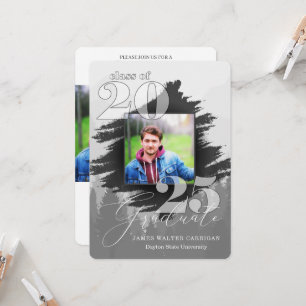 2025 Masculine Graustufen 2 Foto Abschluss Einladung