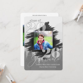 2025 Masculine Graustufen 2 Foto Abschluss Einladung