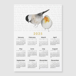 2025 Matthew 6:26 Watercolor Birds Calendar Magnet