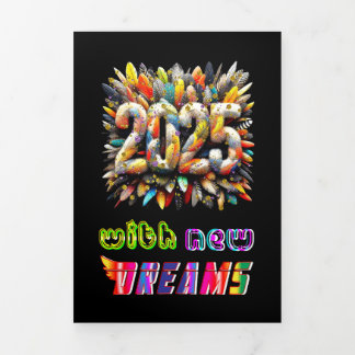 2025 mit neuen Träumen Dreifach Gefaltete Ankündigung
