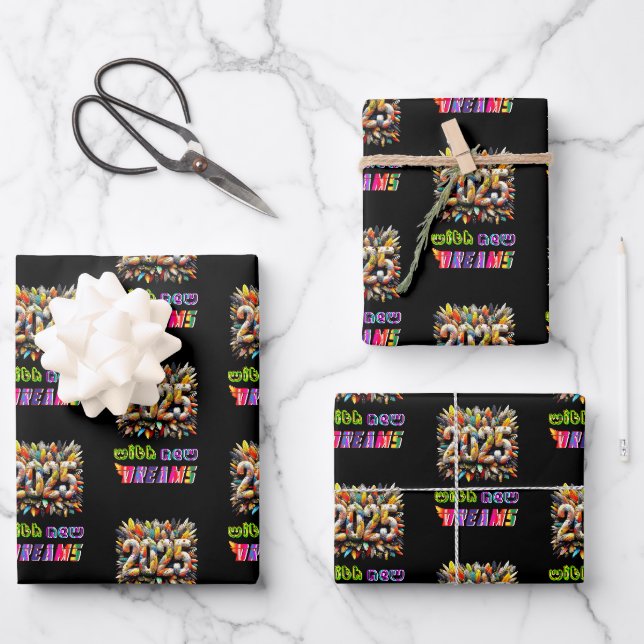 2025 mit neuen Träumen Geschenkpapier Set (Vorderseite)