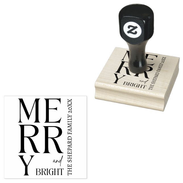 2025 Modern Merry and Bright Red Pink Christmas Gummistempel (Stempel)