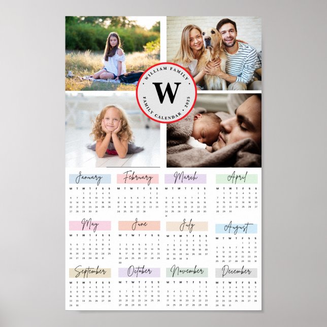 2025 Moderne Familie 4 FotoCollage Custom Poster (Vorne)