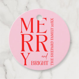 2025 Moderne frohe und helle Rosa Weihnachten Geschenkanhänger