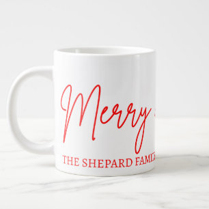 2025 Moderne Frohe und Helle Rot Rosa Weihnachten Jumbo-Tasse