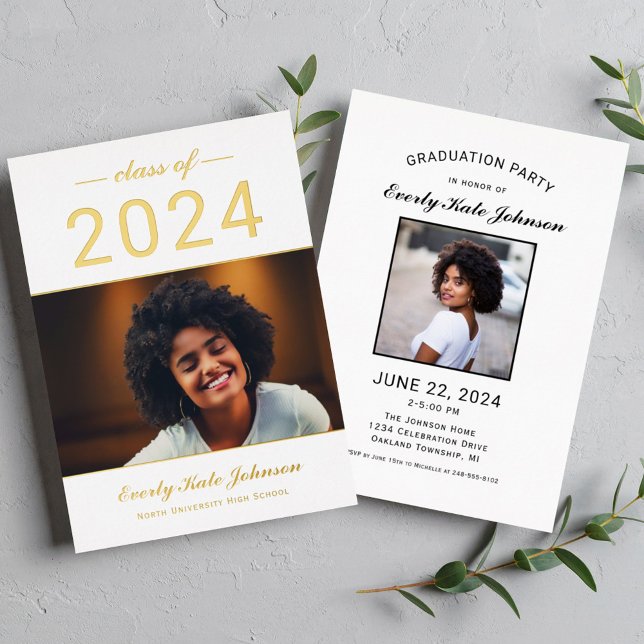 2025 Moderner Elegant Gold Foto Abschluss Folieneinladung (Von Creator hochgeladen)