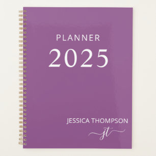 2025 Modernes, Lila Girly Dusty Monogram Name Planer