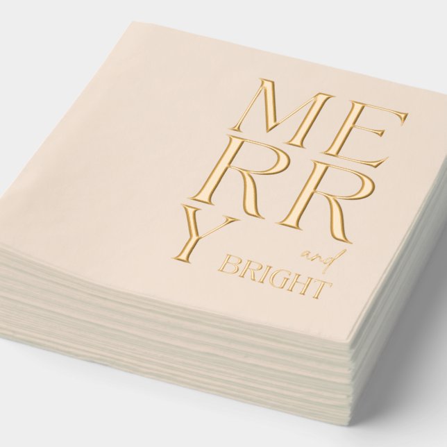 2025 Modernes Skript Merry und Helle Weihnachten W Servietten Mit Folie (Ausschnitt)