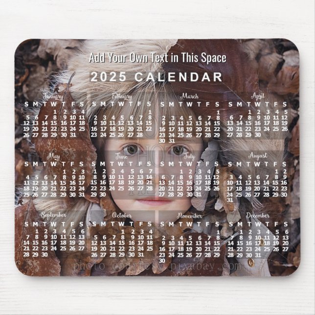 2025 Monatlicher Foto Kalender weiß | Custom Mousepad (Vorne)