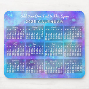 2025 Monatlicher Kalender Blaue Aquarellsterne Mousepad