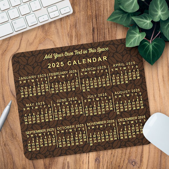 2025 Monatlicher Kalender Kaffeemaschine Kaffee ei Mousepad (Von Creator hochgeladen)