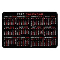 2025 Monatlicher Kalender Klassisch Schwarz Rot We