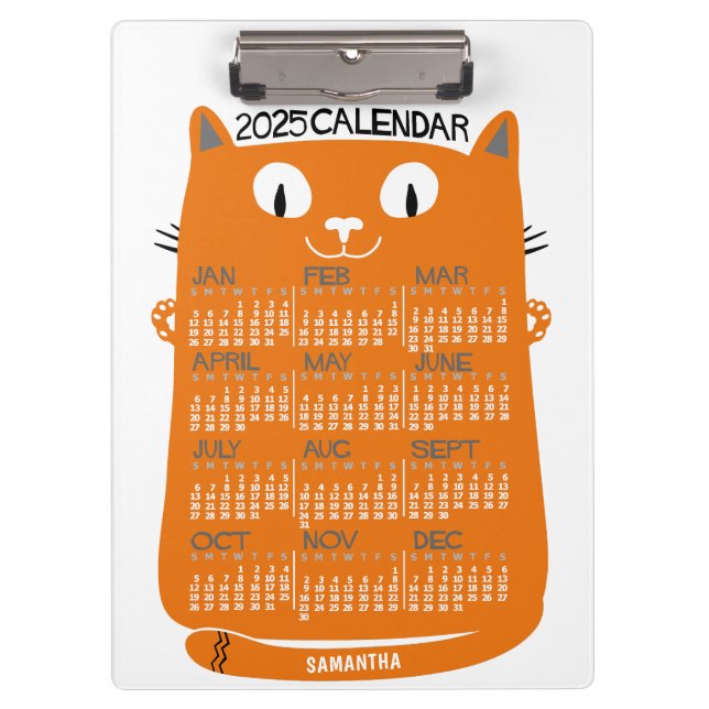 2025 Monatlicher Kalender Mittelalterliche Orangen Klemmbrett (Vorderseite)