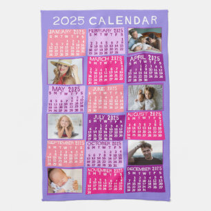 2025 Monatlicher Kalender Niedliche Mod FotoCollag Geschirrtuch
