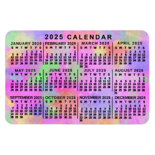 2025 Monatlicher Kalender Rainbow Spritzer Paint Magnet
