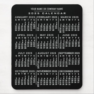 2025 Monatlicher Kalender Schwarz-weißer Individue Mousepad